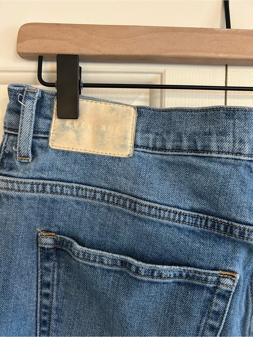 Everlane The Way High Jean Straight Leg Raw Hem Medium Blue Wash, Size 31 - Picture 8 of 10